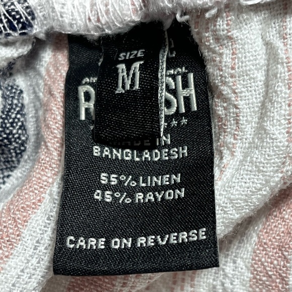 Rewash | Pink Gray Striped Linen Blend Pull On Wide Leg Pants, Medium - Picture 6 of 6